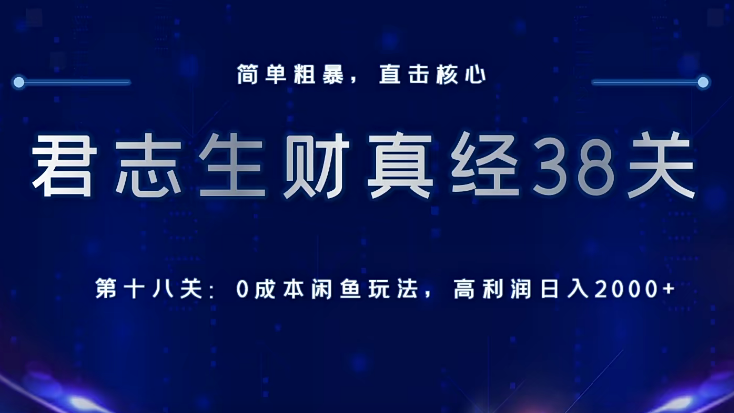 君志生财真经第十八关：0成本闲鱼玩法，高利润日入2000+-冬日课堂