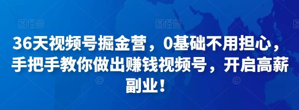 36天视频号掘金营 0基础不用担心 手把手教你做出赚钱视频号 开启高薪副业-抖音快手社区-小蜜蜂资源网